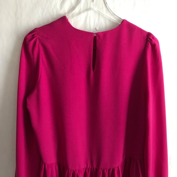 Tuckernuck Pomander Place Carlota Peplum Blouse M Fuchsia Long Sleeve Preppy - Picture 5 of 9